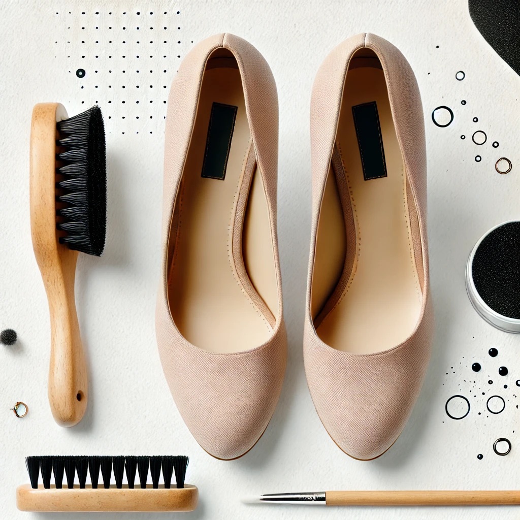 Picture of high heels and 3 different brushes.